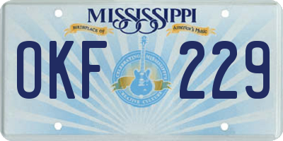 MS license plate OKF229