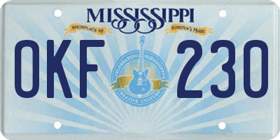 MS license plate OKF230