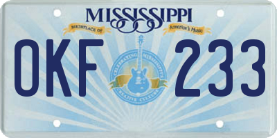 MS license plate OKF233