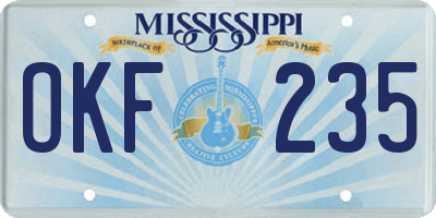 MS license plate OKF235