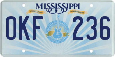 MS license plate OKF236