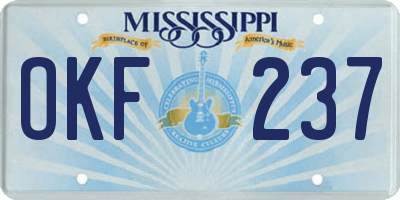 MS license plate OKF237