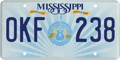 MS license plate OKF238