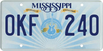 MS license plate OKF240