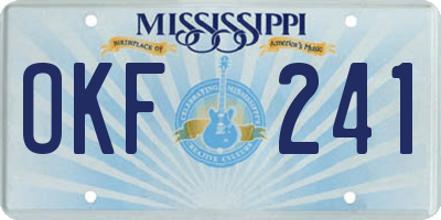 MS license plate OKF241