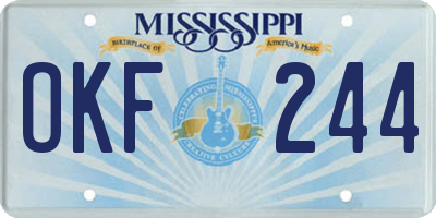 MS license plate OKF244