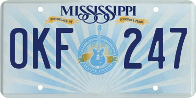 MS license plate OKF247