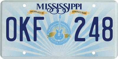 MS license plate OKF248