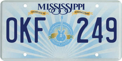 MS license plate OKF249