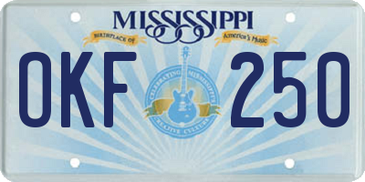 MS license plate OKF250