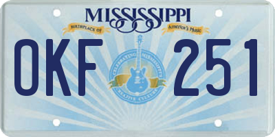 MS license plate OKF251