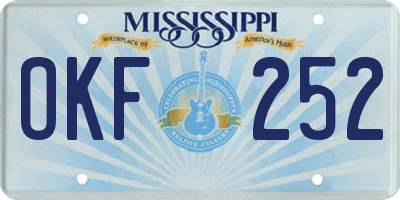 MS license plate OKF252