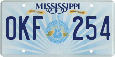 MS license plate OKF254