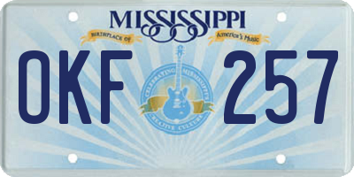 MS license plate OKF257