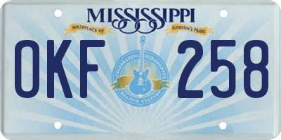 MS license plate OKF258