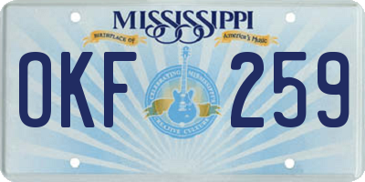 MS license plate OKF259