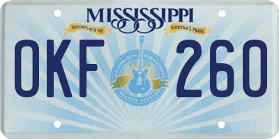 MS license plate OKF260