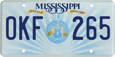 MS license plate OKF265