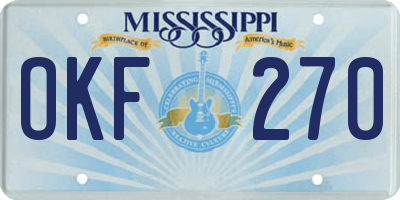 MS license plate OKF270