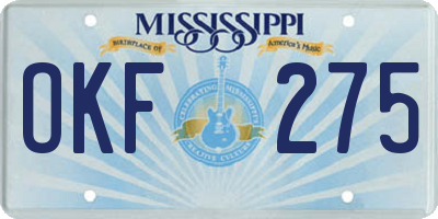 MS license plate OKF275