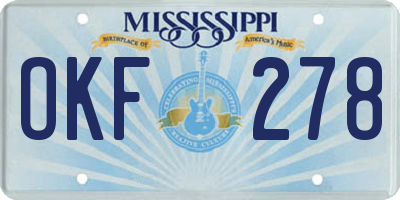 MS license plate OKF278