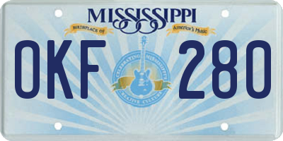 MS license plate OKF280