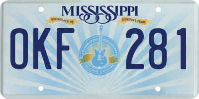 MS license plate OKF281