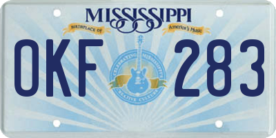 MS license plate OKF283