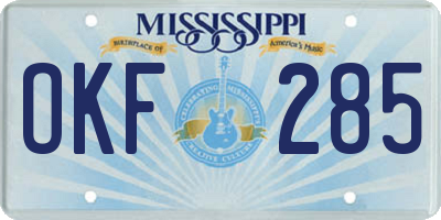 MS license plate OKF285