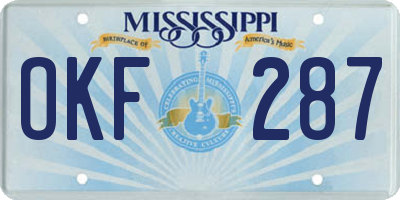 MS license plate OKF287