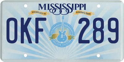 MS license plate OKF289