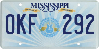 MS license plate OKF292