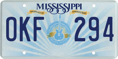 MS license plate OKF294