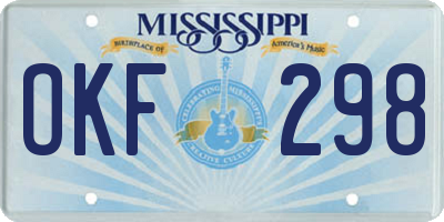 MS license plate OKF298