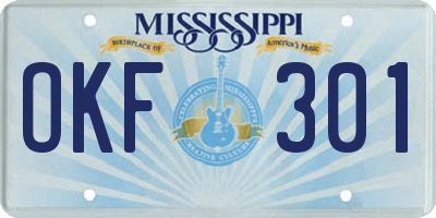 MS license plate OKF301
