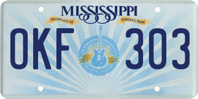 MS license plate OKF303