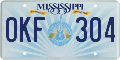 MS license plate OKF304