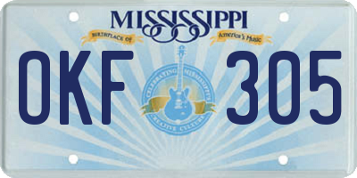 MS license plate OKF305