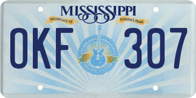 MS license plate OKF307