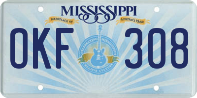 MS license plate OKF308
