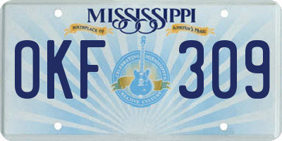 MS license plate OKF309