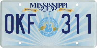 MS license plate OKF311