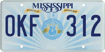 MS license plate OKF312