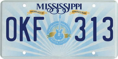 MS license plate OKF313