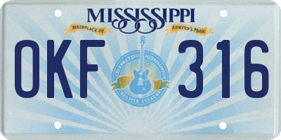 MS license plate OKF316