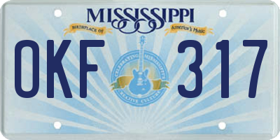 MS license plate OKF317