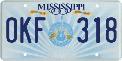 MS license plate OKF318
