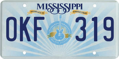 MS license plate OKF319