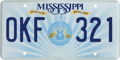 MS license plate OKF321
