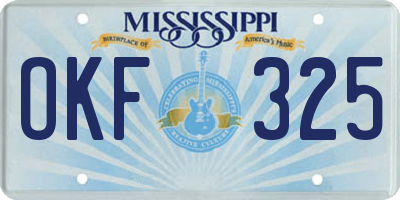 MS license plate OKF325